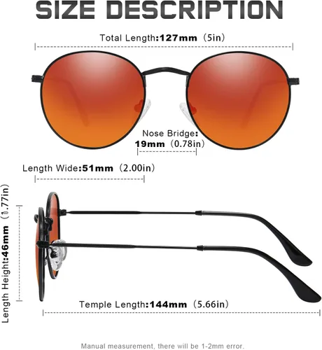 Vista 3 de Gafas de sol polarizadas redondas para mujeres y hombres, gafas de sol redondas pequeñas de moda, protección UV