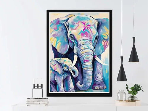 Vista 2 de VAIIEYO Pintura acrílica por números para adultos elefante animal, kit de pintura al óleo de bricolaje, lienzo, pintura de dibujo con pinceles