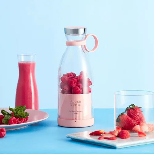 Vista 6 de Licuadora portátil de jugo, licuadora de jugo fresco, exprimidor eléctrico portátil inalámbrico de 11.8 fl oz, licuadora de jugo fresco portátil