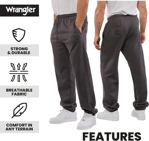 Vista 5 de Wrangler Pantalones deportivos para hombre, regulares, grandes y altos, de forro polar, pantalones deportivos con bolsillos