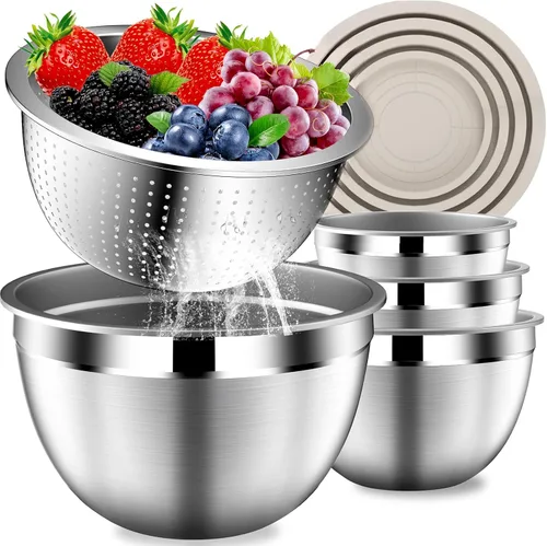 Vista 11 de DUTZUN Stainless Steel Mixing Bowls with Airtight Lids Set of 5, Black Best Kitchen Gifts for Mixing, Baking, Prep, Salads, Serving, Cooking