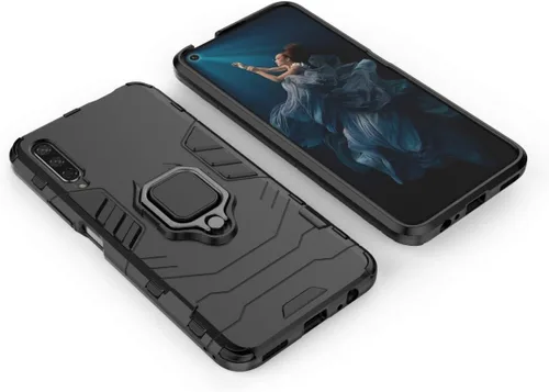 Vista 2 de Funda para Huawei Y9s 2019, soporte de anillo giratorio 360 con soporte magnético para coche, color negro