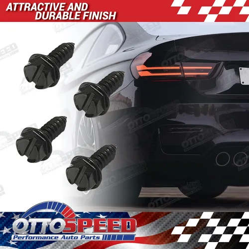 Vista 2 de Kit de tornillos para placa de matrícula - Negro, sujetadores de estilo OEM con retenedores de tornillo de nailon para montar placas de matrícula