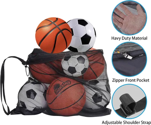 Vista 3 de Bolsa de malla con cordón de alta calidad: organiza, almacena y transporta tu equipo deportivo de baloncesto, voleibol, béisbol, natación