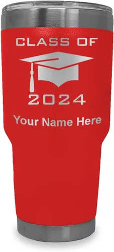 Vista 40 de LaserGram Vaso aislado al vacío de 20 onzas, grado de tapa clase de 2024, 2025, 2026, 2027, 2028, grabado personalizado incluido (negro)