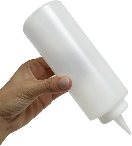 Vista 2 de Dispensador de plástico para condimentos, botella para apretar, 4 unidades, aceite de salsa de tomate de mostaza, 12.5 onzas