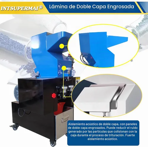 Vista 5 de INTSUPERMAI Trituradora de plástico eléctrico Máquina trituradora granuladora Máquina trituradora de plástico resistente Reciclaje para plástico