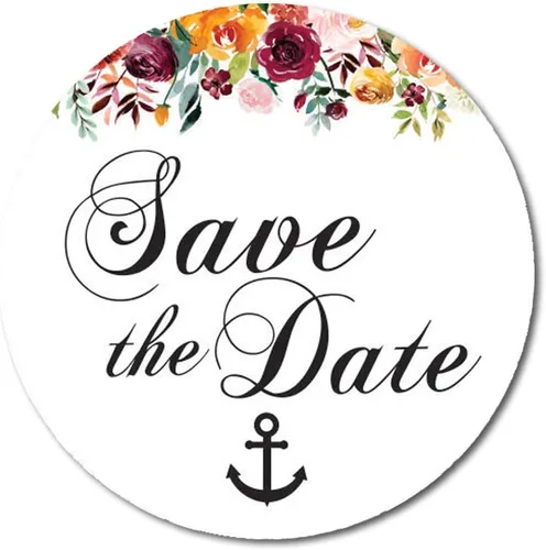 Vista 10 de Darling Souvenir 45 piezas amarillo redondo floral & Anchor Save the Date pegatinas DIY sobre Sellos - 1.6 pulgadas