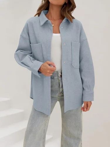 Vista 3 de MEROKEETY Chaqueta de manga larga con botones y bolsillos para mujer 2023
