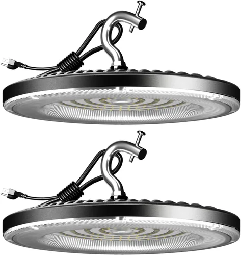 Vista 12 de Lightdot Smart 200W LED High Bay Light 30000lm UFO High Bay Shop Light, AC100-277V 5000K Luz de día con enchufe para granero/garaje de 22-32 pies