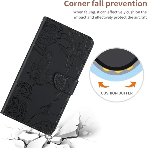 Vista 4 de Funda compatible con Realme P1 Pro, compatible con Realme 12 Pro / 12 Pro Plus con cierre magnético, soporte para tarjetas, color negro