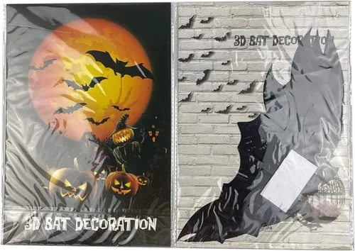 Vista 2 de 80 piezas de decoraciones de murciélagos de Halloween, 3 estilos de calcomanías extraíbles en 3D con 4 tamaños para decoración de Halloween
