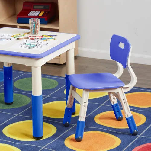 Vista 10 de ECR4Kids Silla ajustable para aula, asientos flexibles, color azul, paquete de 2