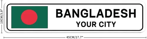 Vista 2 de Letrero de calle de Bangladesh personalizado con nombre de la ciudad, placa de lata de metal de Bangladesh para decoración del hogar, regalo