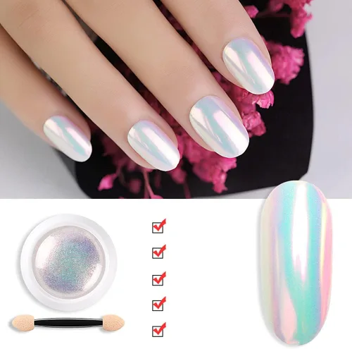 Vista 4 de Barniz, espejo mágico efecto neón polvo brillante perla uñas brillo uñas arte decoraciones