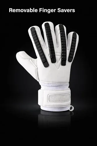 Vista 7 de Professional Goalkeeper Gloves, 4+3 mm Protection, Level 5 Super Grip, Removable Finger Guard Protection, Youth and Adult, All-Levels