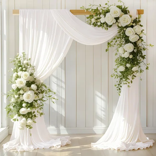Vista 11 de LINXTAR 1 panel de tela para arco de boda, 1 panel de 30 x 18 pies, cortina de arco de gasa transparente azul bebé para cabina de fotos, despedida