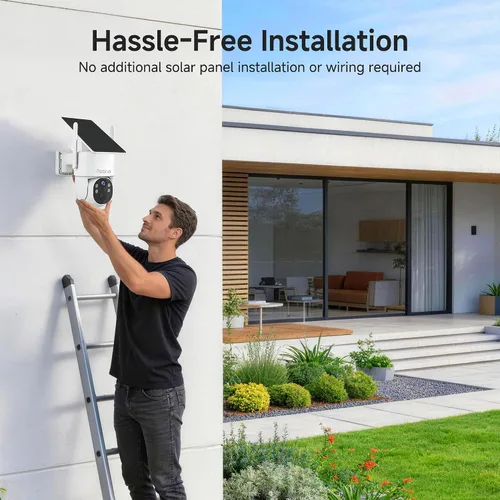 Vista 9 de Noorio Cámara de seguridad solar 2K inalámbrica para exteriores, inclinación panorámica de 360°, WiFi 6 de doble banda 2.4/5GHz, visión nocturna a