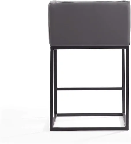 Vista 7 de Manhattan Comfort Embassy - Taburete de bar de metal gris y negro de 34 pulgadas