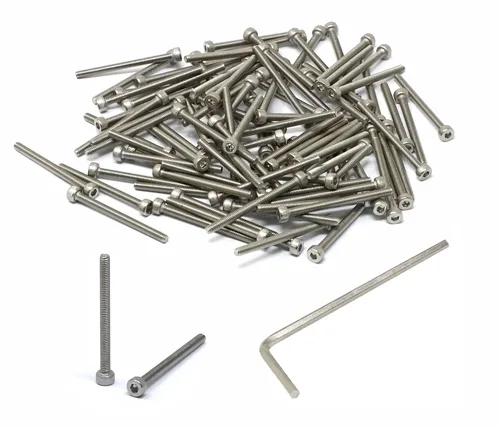 Vista 211 de iexcell Kit de tornillos de cabeza hexagonal de acero inoxidable 304, 100 unidades M2 x 0.157 in, paso de rosca de 0.016 in