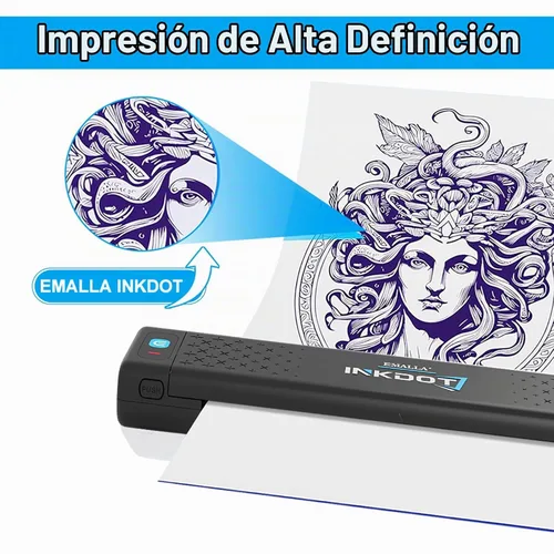 Vista 5 de Emalla INKDOT - Impresora de plantillas de tatuaje, impresora térmica Bluetooth 203DPI de alta resolución, máquina de tatuaje de transferencia