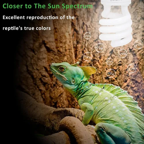 Vista 3 de Aiicioo UVB Reptile Light 10.0 23W Desert UVB Spiral Lámpara fluorescente compacta UVB Bombilla de reptil UVB Tropical y Subtropical Bombilla UVB