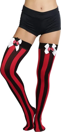 Vista 5 de ToBeInStyle Medias anchas verticales a rayas altas hasta el muslo para mujer