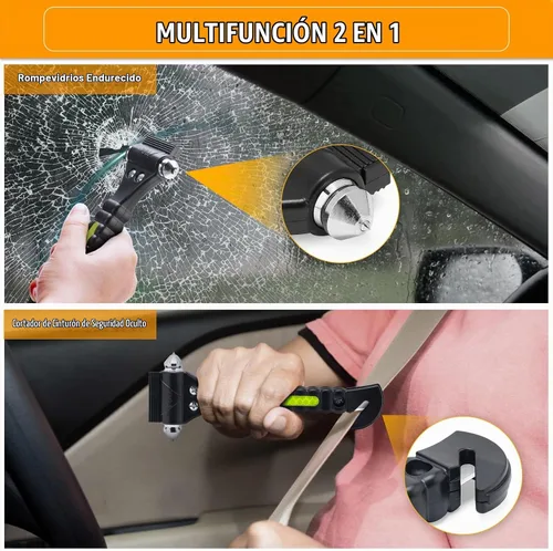 Vista 3 de THINKWORK 2 piezas 2 en 1 rompeventanas de coche con martillo de vidrio de Nuevo 2-negro