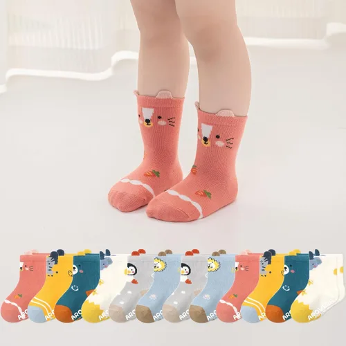 Vista 13 de Calcetines tobilleros antideslizantes para bebé, paquete de 12 para niños y niñas, calcetines de algodón para bebés Animal1