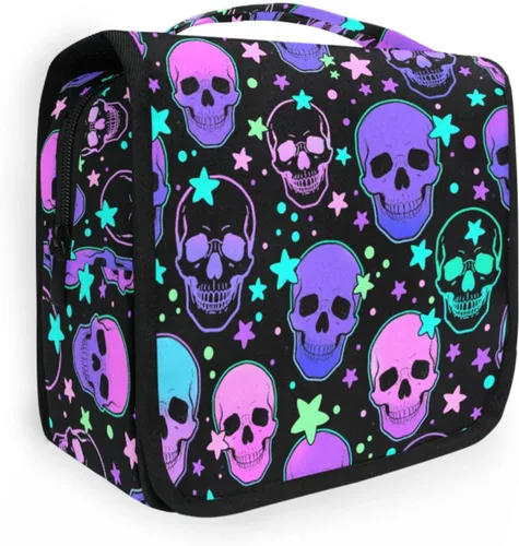 Vista 30 de MNSRUU Hanging Toiletry Bag Bats Satellites Skulls and Trees Travel Makeup bag for Toiletries Portable Travel Toiletry Organizer Cosmetic Bags with