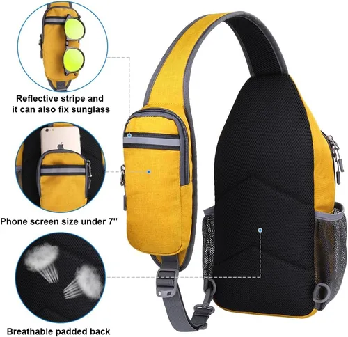 Vista 72 de Waterfly - Mochila cruzada tipo bandolera para viajes y caminatas, bolsa de pecho, Gris, talla única