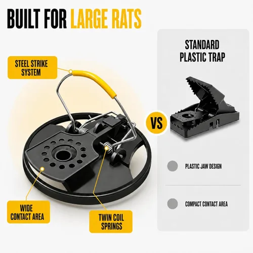 Vista 4 de Rat Traps Outdoor 2 Pack, Large Metal Mouse Trap, Fast Kill