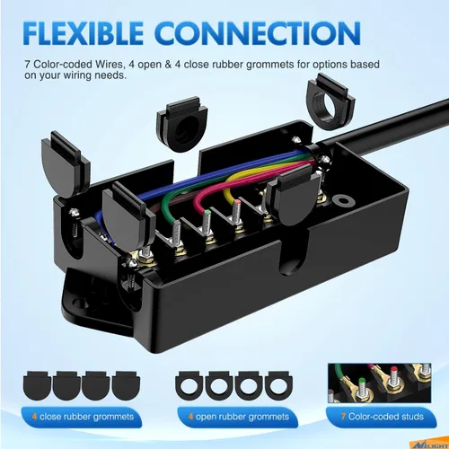 Vista 4 de Nilight - Cable de enchufe de remolque de 7 vías alineado para tareas pesadas de 8 pies, conector de 7 pines, cable de extensión redonda para RV