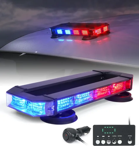 Vista 12 de LUMENIX Barra de luces estroboscópicas de baliza para techo, barra de luces LED ámbar de seguridad de tráfico de emergencia con base magnética