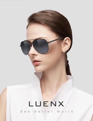 Vista 51 de LUENX, Aviator - Gafas de sol polarizadas, para hombres y mujeres, protección UV 400, con funda 60MM