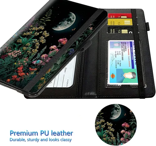 Vista 6 de Funda para chequera para hombres y mujeres, cartera de cuero RFID con ranuras para tarjetas de crédito, soporte de cheques duplicados personales