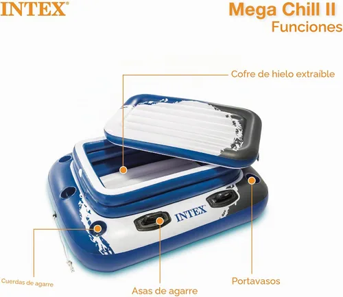 Vista 10 de Intex 58821EP Inflatable Mega Chill II 72 Can Beverage Cooler Float w/ Lid