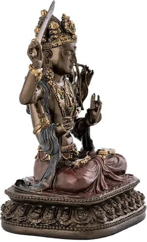 Vista 4 de Top Collection Estatua decorativa de Buda Manjusri - Bodhisattva de escultura de sabiduría trascendente en bronce fundido en frío de alta calidad