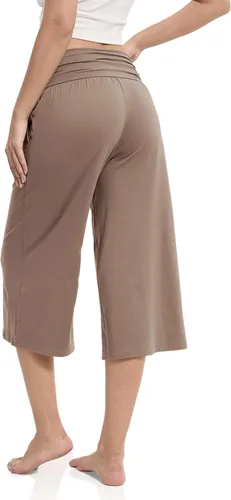 Vista 4 de JZC Women's Pajama Bottoms High Waisted Capri Pants Wide Leg Yoga Pants with Pockets Palazzo Pants for Women