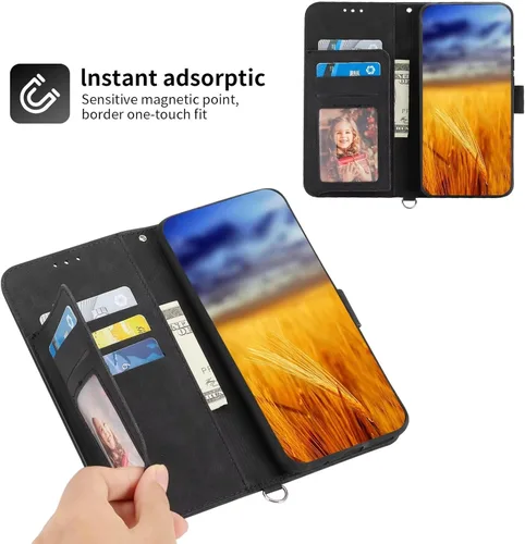 Vista 2 de Funda tipo cartera para Vivo V25/Vivo V25e, funda de piel sintética antideslizante para Vivo V25/Vivo V25e, funda de piel sintética antideslizante