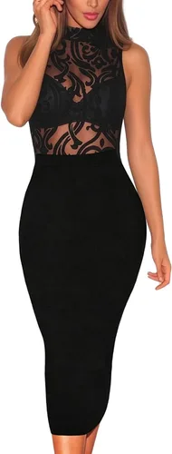 Vista 5 de Lrady Women's Short Sleeve Bodysuit Mesh Sheer Going Out Tops K#1 Negro