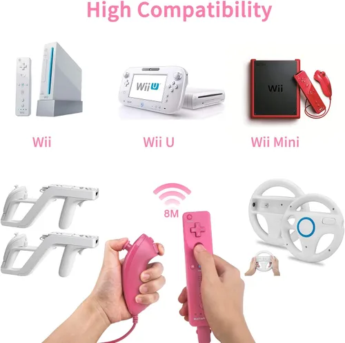 Vista 4 de Motion Plus Wii Controllers 2Packs with Nunchucks, Wii Remote Controllers Compatible for wii and Wii U with Built in Motion Plus