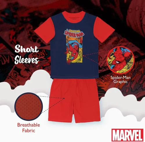 Vista 5 de Marvel Conjunto de pijama de ajuste holgado de 3 piezas, suave y lindo para niños