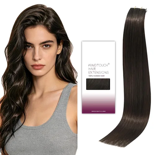Vista 8 de WindTouch Extensiones de cabello humano con cinta adhesiva, color rojo, 20 unidades, 14 pulgadas, #rojo, 1.06 oz