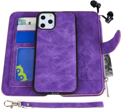 Vista 37 de MODOS LOGICOS Funda para iPhone 11, cartera desmontable, 2 en 1, almacenamiento en efectivo con cremallera, hasta 14 ranuras para tarjetas, 1 Negro
