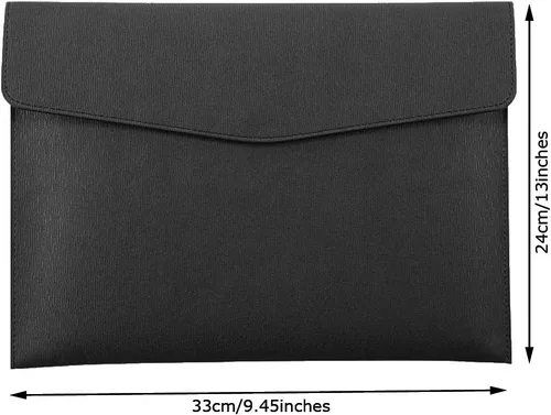Vista 2 de Carpeta de archivos A4 de piel sintética, soporte para documentos, impermeable, cartera con cierre a presión, color negro, 2 paquetes