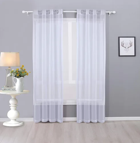 Vista 6 de Interior Trends Ariana - Juego de 2 cortinas de gasa transparente totalmente cosida con ojales (63 pulgadas de largo, beige)