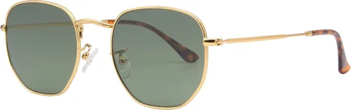 Vista 2 de Lentes de sol hexagonales con lente de cristal retro para hombres y mujeres, marco de metal cuadrado vintage, lentes planas, lentes de sol