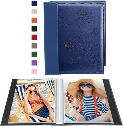 Vista 23 de Artmag Álbum de fotos de 5 x 7 pulgadas, con bolsillos transparentes para páginas transparentes, cubierta de piel, libro deslizante para álbum