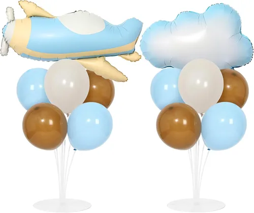Vista 28 de Kit de soporte para globos de fiesta de fútbol 2 juegos con 2 globos de rugby de aluminio tipo bola, centro de mesa temático de fútbol para mesas